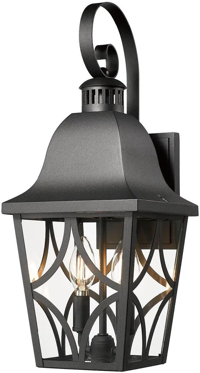 Alt view image 6 of 7 - Outdoor Wall Light Fixtures, Waterproof Exterior Wall Sconce Porch Lights, Matte Black Outdoor Wall Lantern with Clear Glass, Outside Wall Mount Lighting for House, Garage, Front Door (1 Pack)