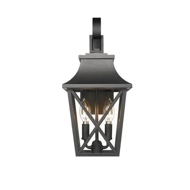 Alt view image 6 of 7 - Black Outdoor Wall Lantern 2-Light,Large Outside Modern Wall Sconce Light Fixture,industrial Porch Light Wall Mount with Glass,Waterproof Farmhouse Exterior Lamp Lighting (1 Pack)