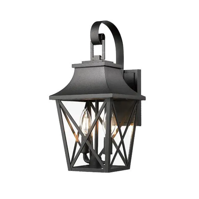 Alt view image 4 of 7 - Black Outdoor Wall Lantern 2-Light,Large Outside Modern Wall Sconce Light Fixture,industrial Porch Light Wall Mount with Glass,Waterproof Farmhouse Exterior Lamp Lighting (1 Pack)