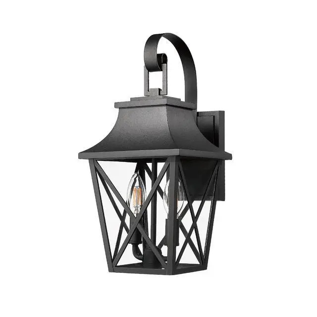 Alt view image 2 of 7 - Black Outdoor Wall Lantern 2-Light,Large Outside Modern Wall Sconce Light Fixture,industrial Porch Light Wall Mount with Glass,Waterproof Farmhouse Exterior Lamp Lighting (1 Pack)