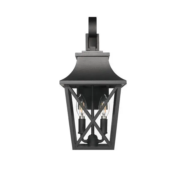 Alt view image 3 of 7 - Black Outdoor Wall Lantern 2-Light,Large Outside Modern Wall Sconce Light Fixture,industrial Porch Light Wall Mount with Glass,Waterproof Farmhouse Exterior Lamp Lighting (1 Pack)