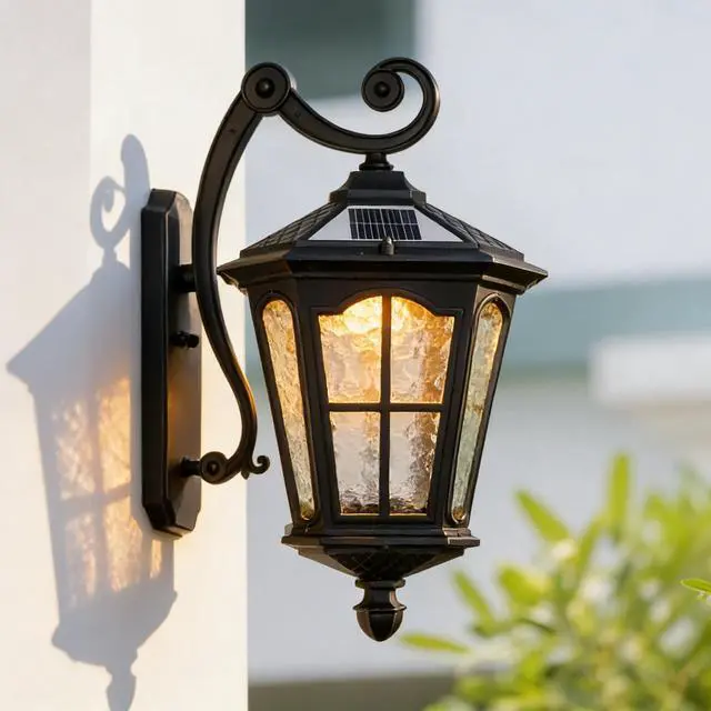 Main image of Black Solar Wall Light Amen Style Outdoor Wall Lamps Corridor Aisle Light Ip65 Waterproof Wall Sconce Villa Garden Outdoor Patio Balcony Gate Post Light 3000K-6000K