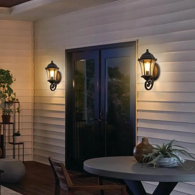 Alt view image 6 of 7 - Outdoor Wall Lantern Light ,Waterproof Outdoor Wall Sconce Black Metal Sconce with Clear Glass Shade for Garage Patio Front Door Balcony (2 Pack)