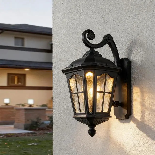 Alt view image 2 of 7 - Black Solar Wall Light Amen Style Outdoor Wall Lamps Corridor Aisle Light Ip65 Waterproof Wall Sconce Villa Garden Outdoor Patio Balcony Gate Post Light 3000K-6000K