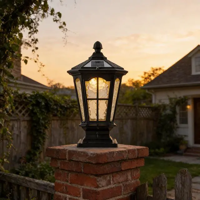 Alt view image 5 of 7 - Garden Post Light Black Aluminum Outdoor Column Light, Retro Pillar Lantern European Vintage Table Lamp Decor Post Light Energy Saving Traditional Porch Garden Post Light.