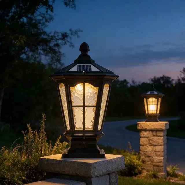 Alt view image 3 of 7 - Garden Post Light Black Aluminum Outdoor Column Light, Retro Pillar Lantern European Vintage Table Lamp Decor Post Light Energy Saving Traditional Porch Garden Post Light.