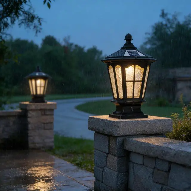 Alt view image 7 of 7 - Garden Post Light Black Aluminum Outdoor Column Light, Retro Pillar Lantern European Vintage Table Lamp Decor Post Light Energy Saving Traditional Porch Garden Post Light.