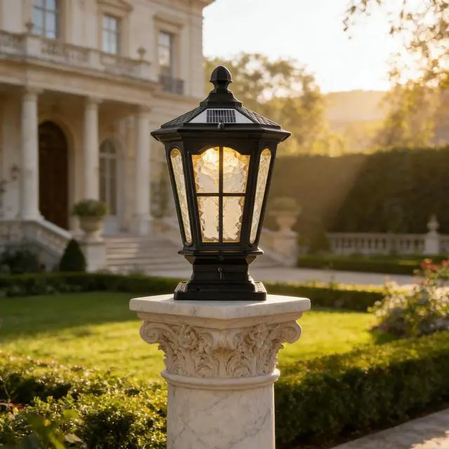 Alt view image 6 of 7 - Garden Post Light Black Aluminum Outdoor Column Light, Retro Pillar Lantern European Vintage Table Lamp Decor Post Light Energy Saving Traditional Porch Garden Post Light.