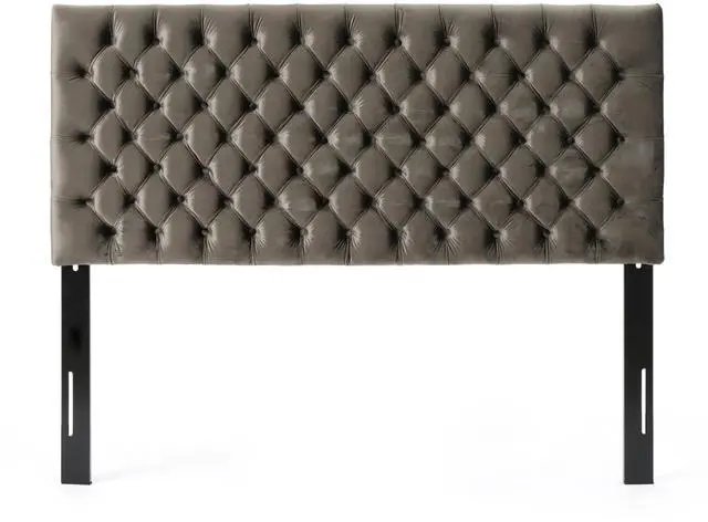Main image of Tufted Upholstered Queen Size Bed Headboard In Modern Button Design, Adjustable Solid Wood Head Board, Solid Wood Head Board With Durable Metal Legs In Bedroom