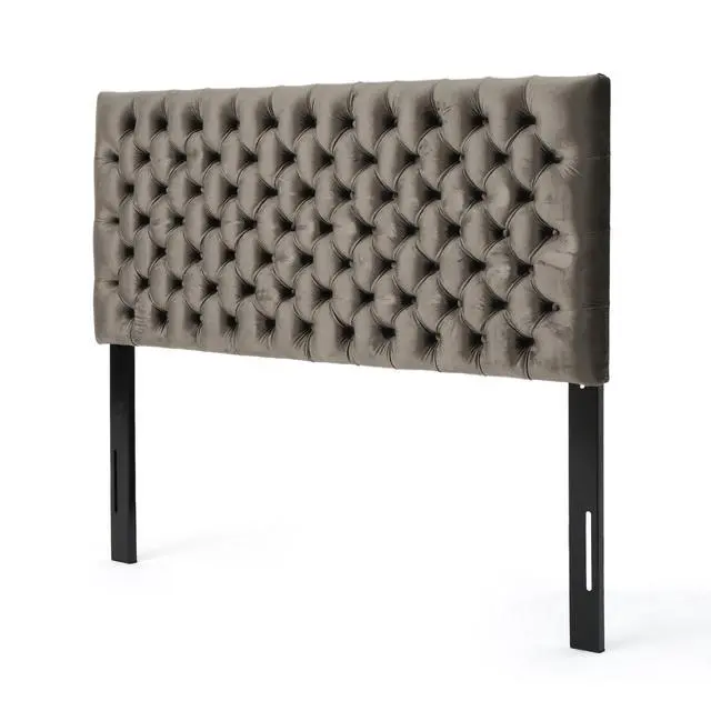 Alt view image 7 of 7 - Tufted Upholstered Queen Size Bed Headboard In Modern Button Design, Adjustable Solid Wood Head Board, Solid Wood Head Board With Durable Metal Legs In Bedroom