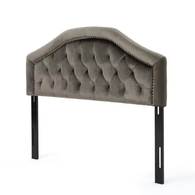 Alt view image 7 of 7 - Tufted Upholstered Headboard Queen Size, Solid Wood Head Board With Durable Metal Legs, Adjustable Height Queen Headboard With Nailhead Trim In Bedroom