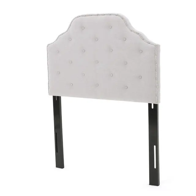 Alt view image 5 of 6 - Tufted Upholstered Headboard Twin Size, Solid Wood Head Board With Durable Metal Legs, Adjustable Height Twin Headboard With Nailhead Trim,Fabric Headboard In Modern Button Tuffted Design