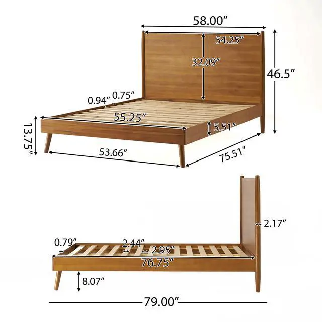 Alt view image 3 of 7 - Cohron Solid Wood Platform Bed (Full Bed)