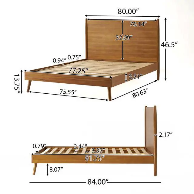 Alt view image 3 of 7 - Cohron Solid Wood Platform Bed (King Bed)