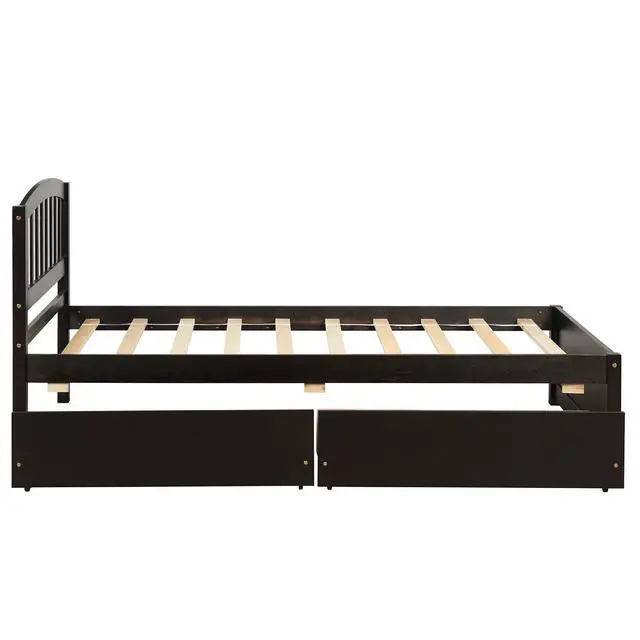 Alt view image 5 of 7 - Twin Size Platform Bed With Two Drawers, Espresso