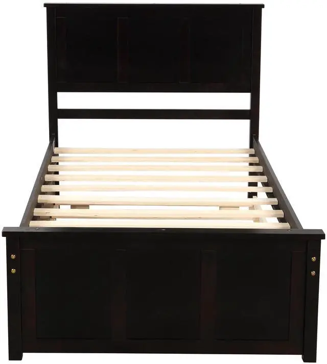 Alt view image 6 of 7 - Platform Storage Bed, 2 Drawers With Wheels, Twin Size Frame, Espresso