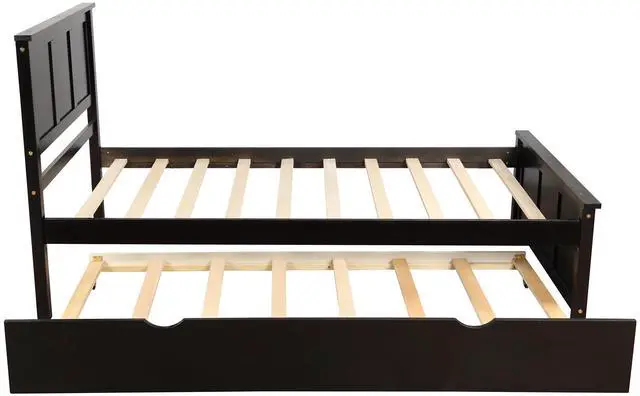 Main image of Platform Bed With Twin Size Trundle, Twin Size Frame, Espresso