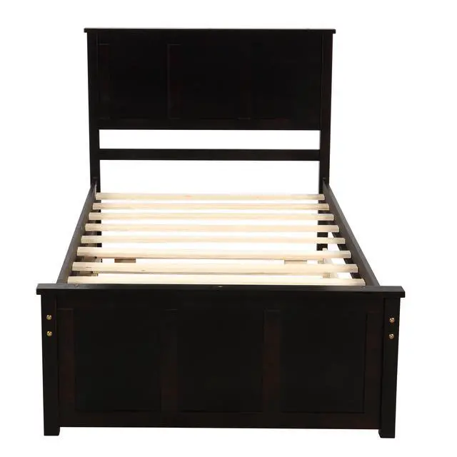 Alt view image 5 of 7 - Platform Bed With Twin Size Trundle, Twin Size Frame, Espresso