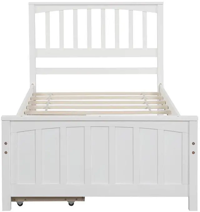 Alt view image 4 of 7 - Twin Size Platform Bed With Two Drawers, White