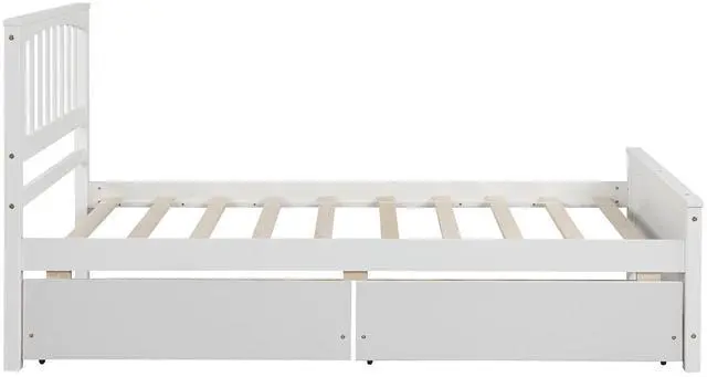 Alt view image 6 of 7 - Twin Size Platform Bed With Two Drawers, White