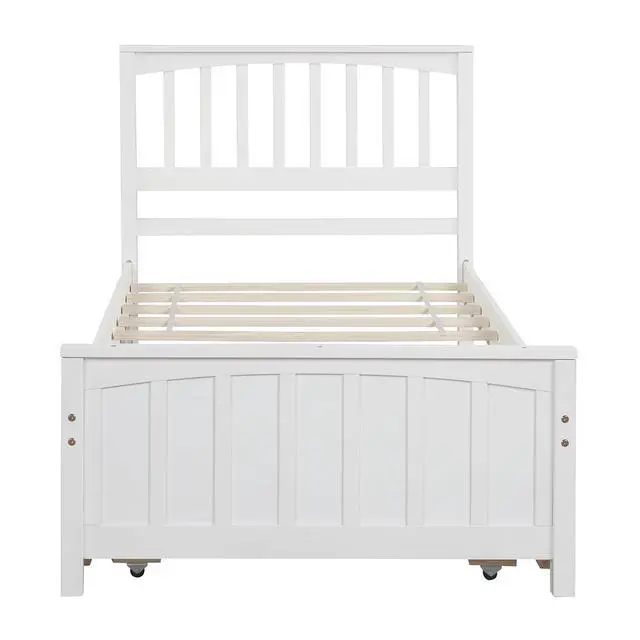 Alt view image 4 of 7 - Twin Size Platform Bed With Trundle, White
