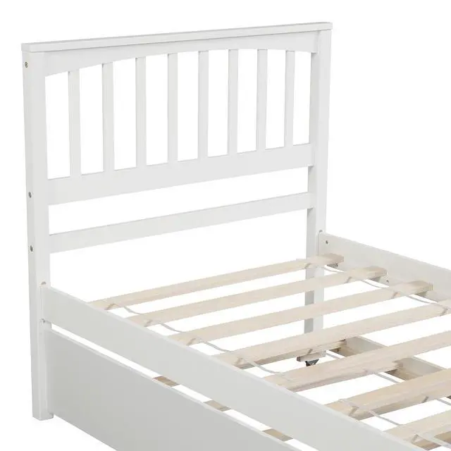 Alt view image 7 of 7 - Twin Size Platform Bed With Trundle, White