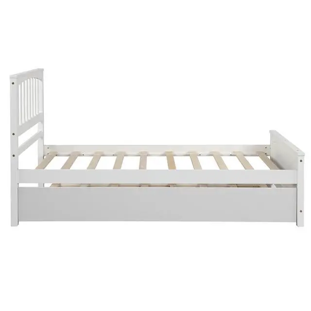 Alt view image 6 of 7 - Twin Size Platform Bed With Trundle, White