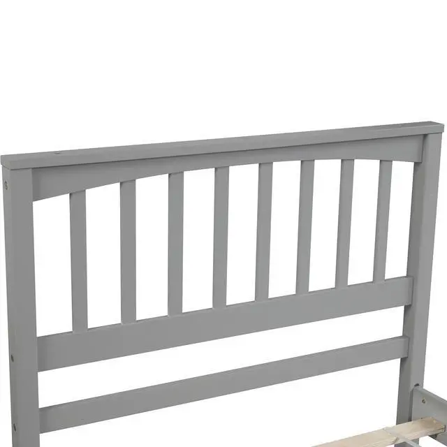 Alt view image 5 of 7 - Wood Platform Bed Twin Size Platform Bed, Gray
