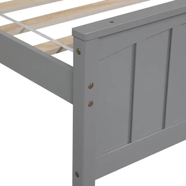 Alt view image 7 of 7 - Wood Platform Bed Twin Size Platform Bed, Gray