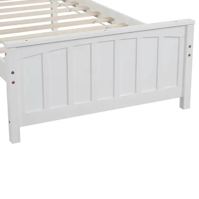 Alt view image 6 of 7 - Wood Platform Bed Twin Size Platform Bed, White(Old Sku:Wf190776Aak Less Two Center Support Legs)