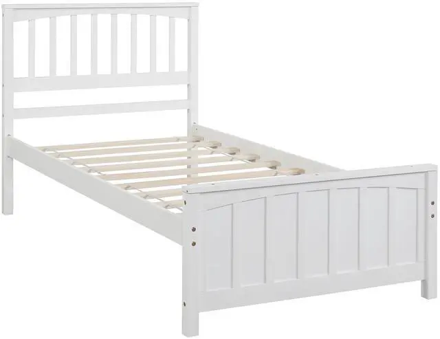 Main image of Wood Platform Bed Twin Size Platform Bed, White(Old Sku:Wf190776Aak Less Two Center Support Legs)