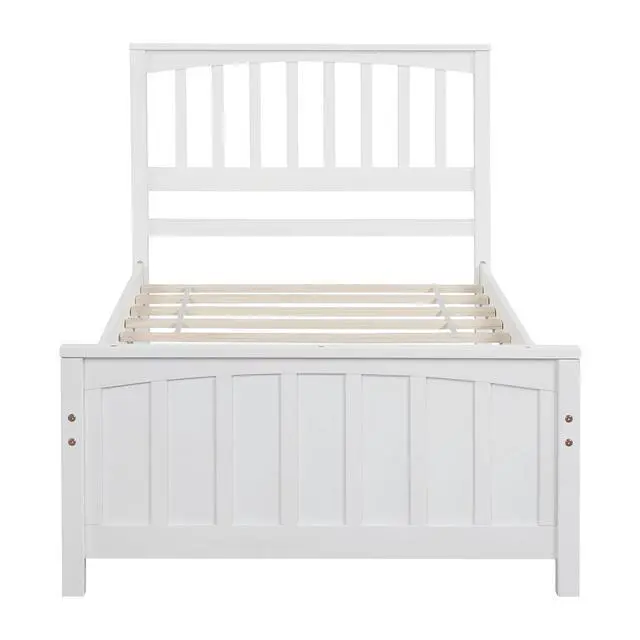 Alt view image 4 of 7 - Wood Platform Bed Twin Size Platform Bed, White(Old Sku:Wf190776Aak Less Two Center Support Legs)