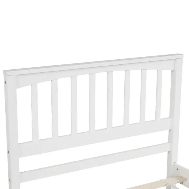Alt view image 5 of 7 - Wood Platform Bed Twin Size Platform Bed, White(Old Sku:Wf190776Aak Less Two Center Support Legs)