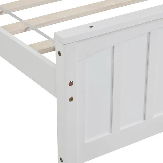 Alt view image 7 of 7 - Wood Platform Bed Twin Size Platform Bed, White(Old Sku:Wf190776Aak Less Two Center Support Legs)