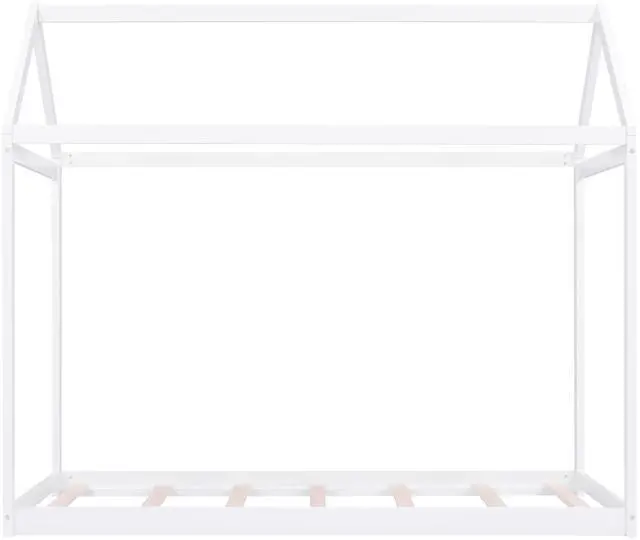 Alt view image 6 of 7 - Twin Size Wooden House Bed, White