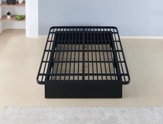 Main image of Modern Style Heavy Duty Queen Size Platform Bed Frame Made With Metal And16 Inch Height In Black