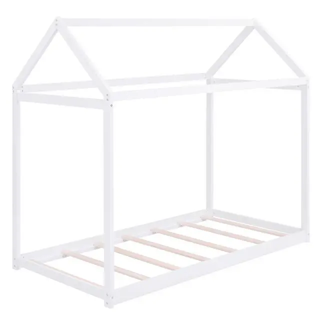 Alt view image 7 of 7 - Twin Size Wooden House Bed, White