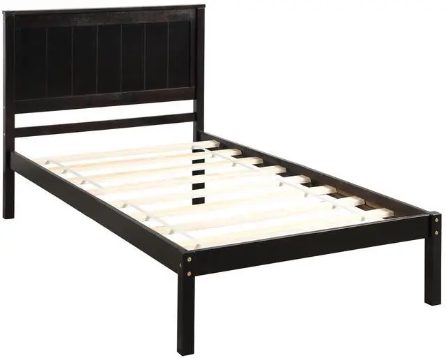 Main image of Platform Bed Frame With Headboard, Wood Slat Support, No Box Spring Needed,Twin, Espresso(Old Sku:Wf191418Aap)