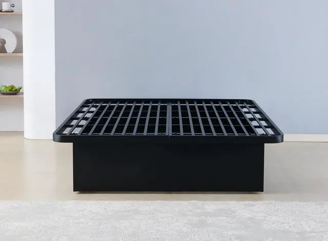 Alt view image 4 of 7 - Modern Style Heavy Duty Queen Size Platform Bed Frame Made With Metal And16 Inch Height In Black