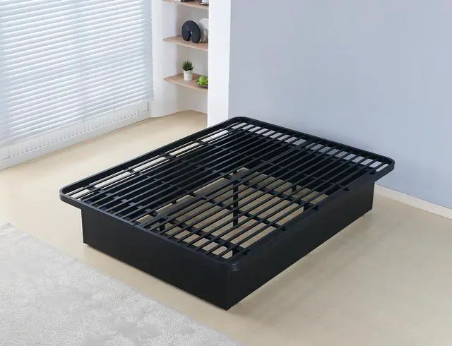 Alt view image 2 of 7 - Modern Style Heavy Duty Queen Size Platform Bed Frame Made With Metal And16 Inch Height In Black