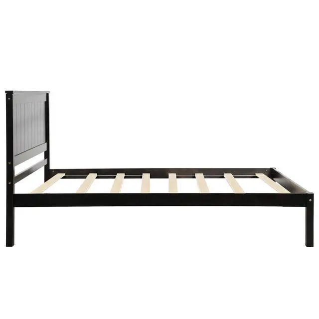 Alt view image 6 of 7 - Platform Bed Frame With Headboard, Wood Slat Support, No Box Spring Needed,Twin, Espresso(Old Sku:Wf191418Aap)
