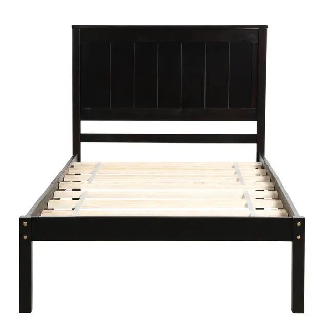 Alt view image 5 of 7 - Platform Bed Frame With Headboard, Wood Slat Support, No Box Spring Needed,Twin, Espresso(Old Sku:Wf191418Aap)