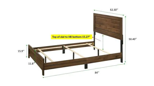 Alt view image 4 of 5 - Brown Cherry Finish Fabric 1Pc Queen Size Panel Bed Beautiful Wooden Bedroom Furniture Contemporary Style