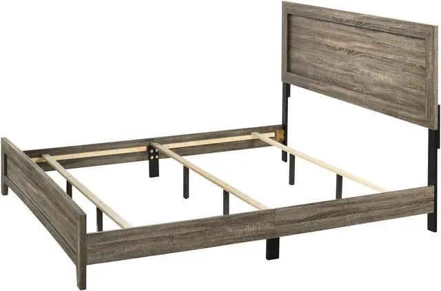Alt view image 3 of 5 - Grey Finish Fabric 1Pc King Size Panel Bed Beautiful Wooden Bedroom Furniture Contemporary Style