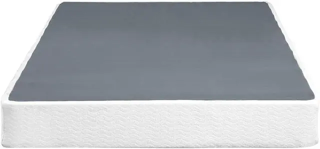 Alt view image 4 of 7 - Queen Mattress Foundation 1Pc Black Metal Frame With Textured Fabric Cover