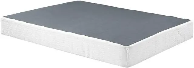 Alt view image 5 of 7 - Queen Mattress Foundation 1Pc Black Metal Frame With Textured Fabric Cover