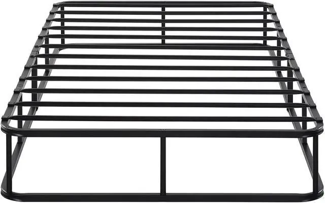 Main image of Twin Mattress Foundation 1Pc Black Metal Frame With Textured Fabric Cover