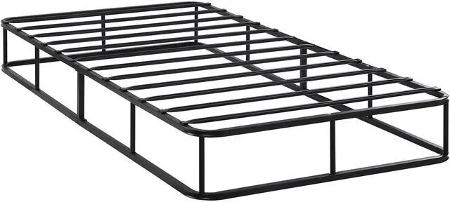 Alt view image 2 of 7 - Twin Mattress Foundation 1Pc Black Metal Frame With Textured Fabric Cover