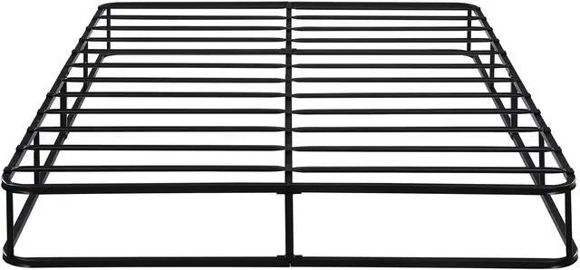 Main image of Queen Mattress Foundation 1Pc Black Metal Frame With Textured Fabric Cover