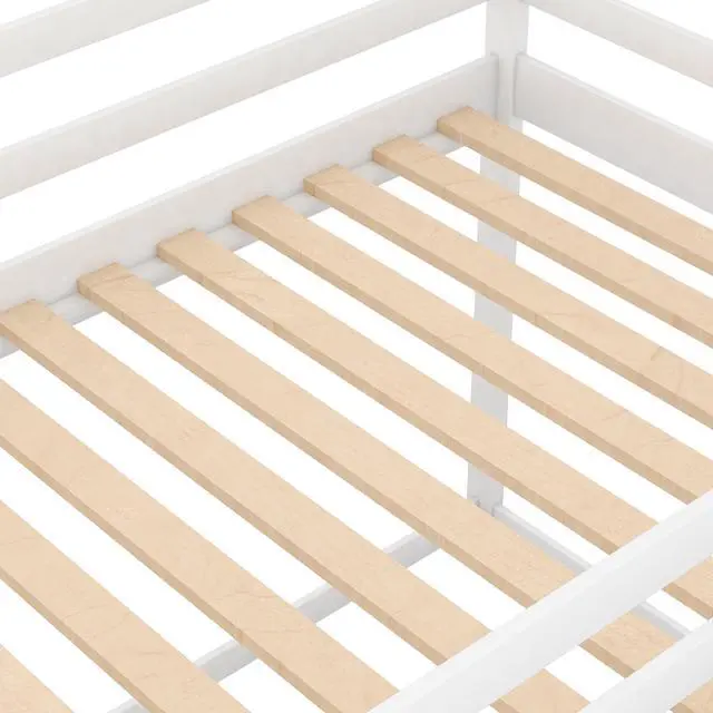 Alt view image 6 of 7 - Twin Over Twin Low Bunk Bed, House Bed With Ladder , White(Old Sku:Wf197808Aak)